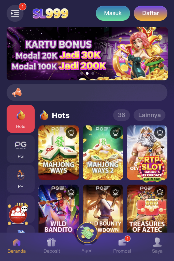 Tampilan game slot SL999 – antarmuka permainan lengkap
